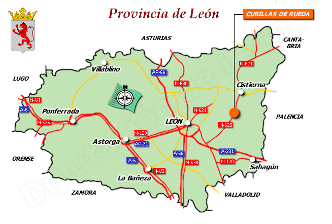 Mapa de la provincia de León